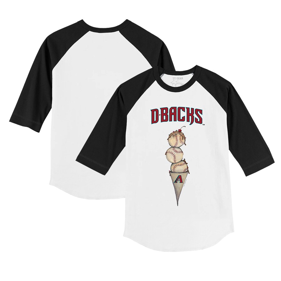 Infant Arizona Diamondbacks Tiny Turnip White/Black Triple Scoop Raglan 3/4 Sleeve T-Shirt