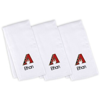 Infant Arizona Diamondbacks White Personalized Burp Cloth 3-Pack