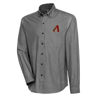 Men's Arizona Diamondbacks  Antigua Black/White Compression Long Sleeve Button-Down Shirt