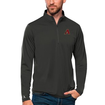 Men's Arizona Diamondbacks Antigua Charcoal Tribute Quarter-Zip Pullover Top