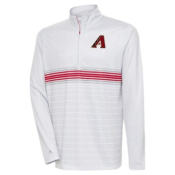 Men's Arizona Diamondbacks Antigua Heather Gray/Red Bullseye Quarter-Zip Pullover Top