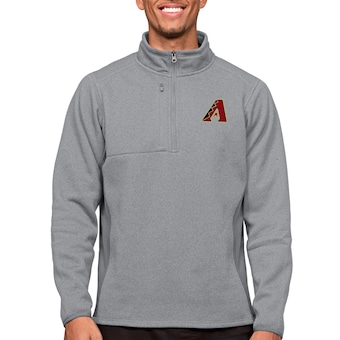 Men's Arizona Diamondbacks Antigua Heathered Gray Course Quarter-Zip Pullover Top