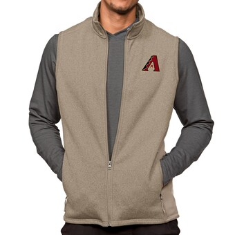 Men's Arizona Diamondbacks Antigua Oatmeal Course Full-Zip Vest