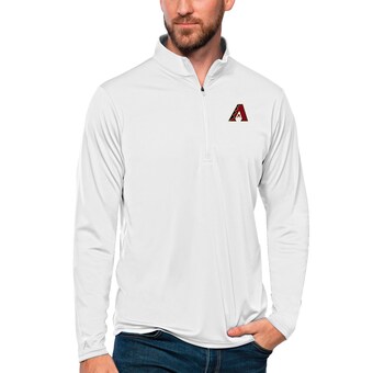 Men's Arizona Diamondbacks Antigua White Tribute Quarter-Zip Pullover Top