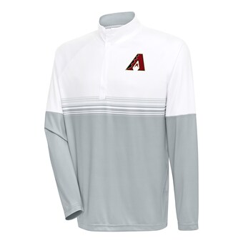 Men's Arizona Diamondbacks Antigua White/Gray Bender Quarter-Zip Pullover Top