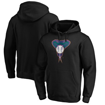 Men's Arizona Diamondbacks Black Cooperstown Collection Huntington Logo Fitted Pullover Hoodie