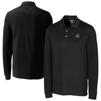 Men's Arizona Diamondbacks Cutter & Buck Black DryTec Advantage Tri-Blend Pique Long Sleeve Polo