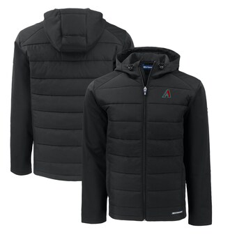 Men's Arizona Diamondbacks  Cutter & Buck Black Evoke Hybrid Eco Recycled Big & Tall Full-Zip Hooded Jacket