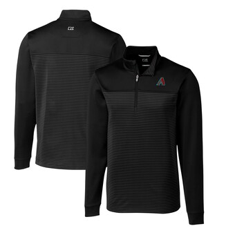 Men's Arizona Diamondbacks  Cutter & Buck Black Traverse Stripe Quarter-Zip Big & Tall Pullover