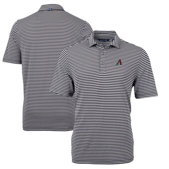 Men's Arizona Diamondbacks  Cutter & Buck Black Virtue Eco Pique Stripe Recycled Big & Tall Polo