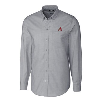 Men's Arizona Diamondbacks Cutter & Buck Charcoal Big & Tall Stretch Oxford Long Sleeve Button-Down Shirt