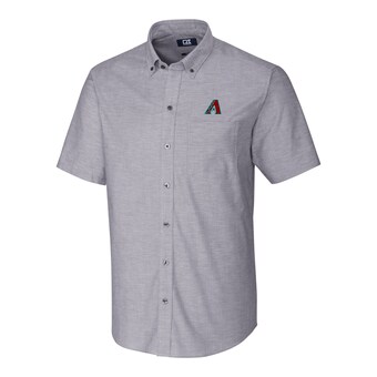 Men's Arizona Diamondbacks  Cutter & Buck Charcoal Stretch Oxford Big & Tall Short Sleeve Dress Shirt