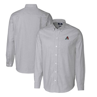 Men's Arizona Diamondbacks  Cutter & Buck Charcoal Striped Stretch Oxford Big & Tall Long Sleeve Dress Shirt