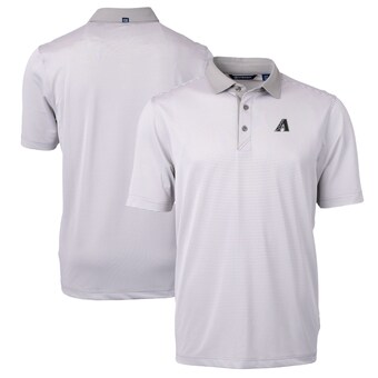 Men's Arizona Diamondbacks Cutter & Buck Gray/White Big & Tall Virtue Eco Pique Micro Stripe Recycled Polo