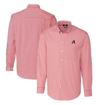 Men's Arizona Diamondbacks  Cutter & Buck Red Easy Care Stretch Gingham Dress Shirt