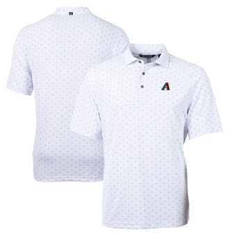 Men's Arizona Diamondbacks  Cutter & Buck White Virtue Eco Pique Tile Recycled Polo