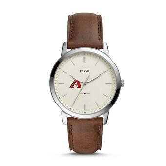 Men's Arizona Diamondbacks Fossil Brown Minimalist Leather Watch