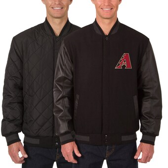 Men's Arizona Diamondbacks JH Design Black Wool Leather Reversible Full-Snap Jacket