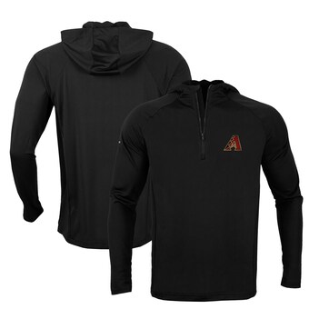 Men's Arizona Diamondbacks Levelwear Black Zander Insignia Core Quarter-Zip Pullover Hoodie