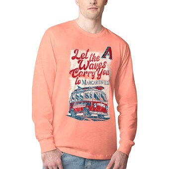 Men's Arizona Diamondbacks Margaritaville Coral Bus Waves Graphic Long Sleeve T-Shirt