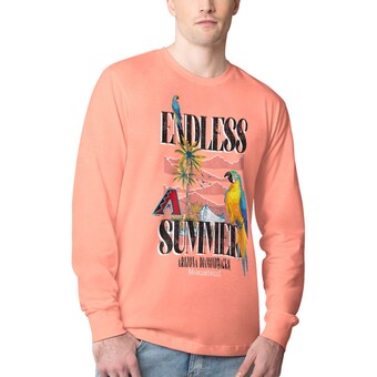 Men's Arizona Diamondbacks Margaritaville Coral Endless Summer Parrot Graphic Long Sleeve T-Shirt