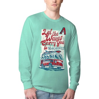 Men's Arizona Diamondbacks Margaritaville Mint Bus Waves Graphic Long Sleeve T-Shirt