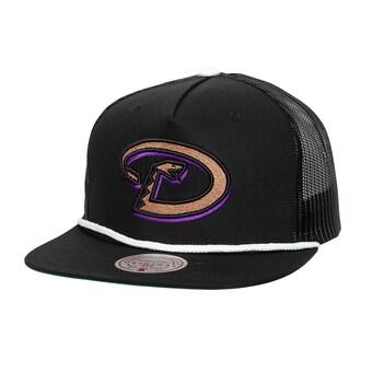 Men's Arizona Diamondbacks Mitchell & Ness Black Rope Trucker Snapback Hat