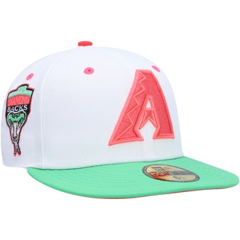 Men's Arizona Diamondbacks New Era White/Green Inaugural Season Watermelon Lolli 59FIFTY Fitted Hat