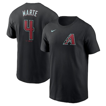 Men's Arizona Diamondbacks Ketel Marte Nike Black 2024 Fuse Name & Number T-Shirt