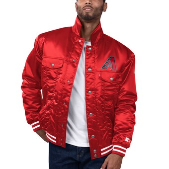 Men's Arizona Diamondbacks Starter x Levi's Red Silver Tab Satin Full-Snap Trucker Jacket