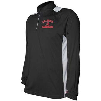 Men's Arizona Diamondbacks Stitches Black/Gray Raglan Sleeve Quarter-Zip Pullover Top