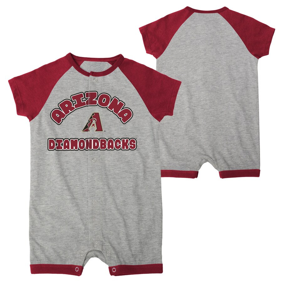 Newborn & Infant Arizona Diamondbacks Heather Gray Extra Base Hit Raglan Full-Snap Romper