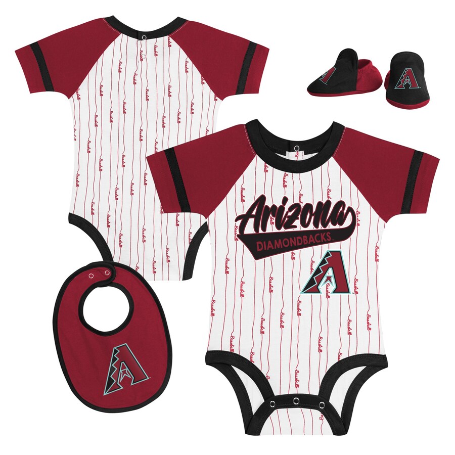 Newborn & Infant Arizona Diamondbacks White Base Hitter Bodysuit, Bib & Bootie Set