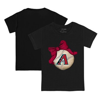 Toddler Arizona Diamondbacks Tiny Turnip Black Baseball Bow T-Shirt
