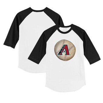 Toddler Arizona Diamondbacks Tiny Turnip White/Black Stitched Baseball 3/4-Sleeve Raglan T-Shirt