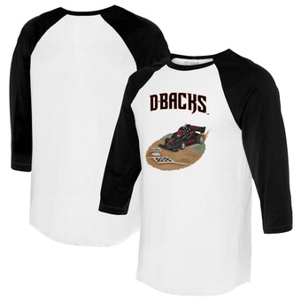 Unisex Arizona Diamondbacks Tiny Turnip White/Black Race Car 3/4-Sleeve Raglan T-Shirt