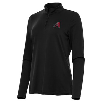 Women's Arizona Diamondbacks Antigua Black Reprocess Quarter-Zip Top