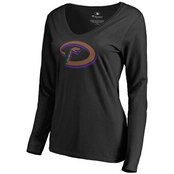 Women's Arizona Diamondbacks Black Cooperstown Collection Forbes Long Sleeve V-Neck T-Shirt