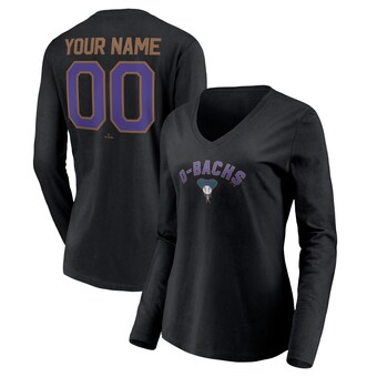 Women's Arizona Diamondbacks Black Cooperstown Collection Personalized Winning Streak Long Sleeve V-Neck T-Shirt