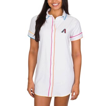 Women's Arizona Diamondbacks Concepts Sport White Flutter Knit Button-Up Nightshirt