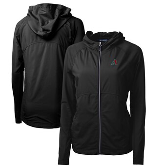 Women's Arizona Diamondbacks  Cutter & Buck Black Adapt Eco Knit Hybrid Recycled Full-Zip Hoodie