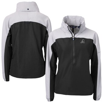 Women's Arizona Diamondbacks Cutter & Buck Black/Gray Charter Eco Recycled Half-Zip Anorak Jacket