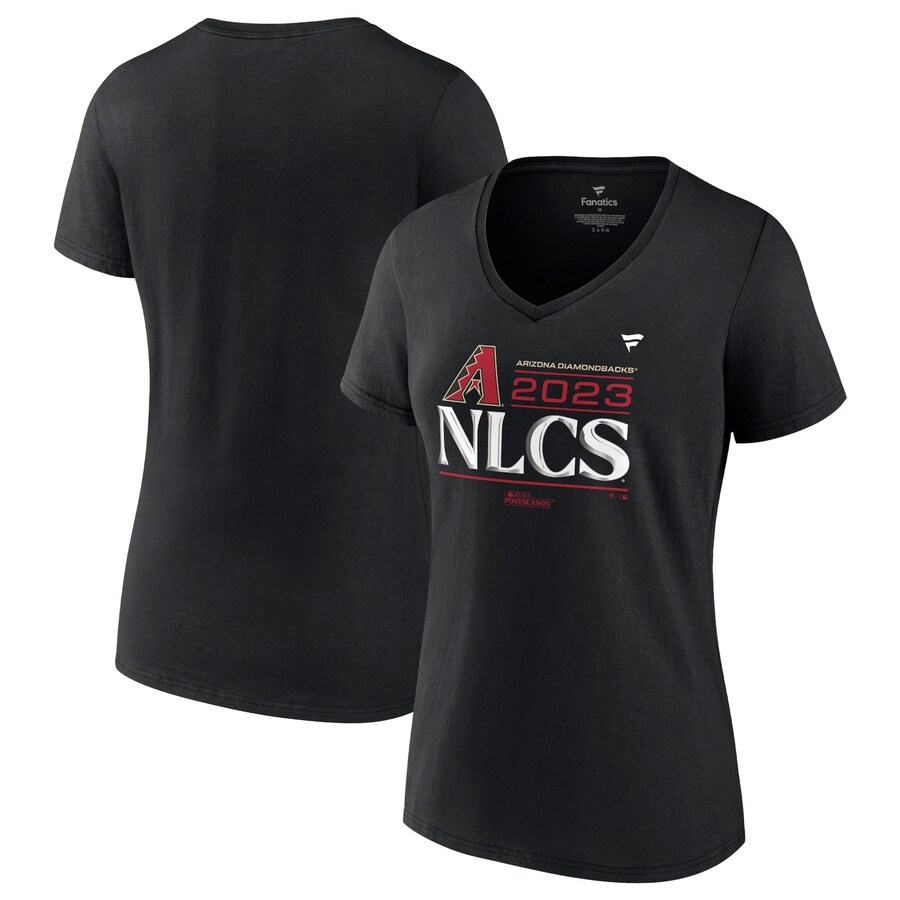 Women's Arizona Diamondbacks  Fanatics Black 2023 Division Series Winner Locker Room V-Neck T-Shirt