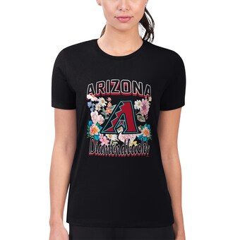 Women's Arizona Diamondbacks G-III 4Her by Carl Banks Black Flowers Graphic Fitted T-Shirt