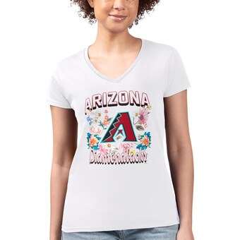 Women's Arizona Diamondbacks G-III 4Her by Carl Banks White Flowers Graphic Fitted V-Neck T-Shirt