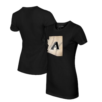 Women's Arizona Diamondbacks Tiny Turnip Black State Outline T-Shirt