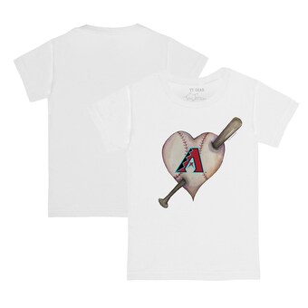 Youth Arizona Diamondbacks Tiny Turnip White Heart Bat T-Shirt