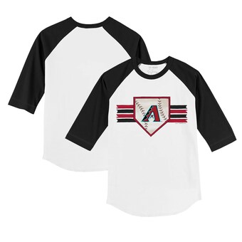 Youth Arizona Diamondbacks Tiny Turnip White/Black Base Stripe 3/4-Sleeve Raglan T-Shirt