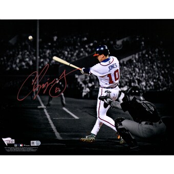 Autographed Atlanta Braves Chipper Jones Fanatics Authentic 11" x 14" Spotlight Hitting Photograph