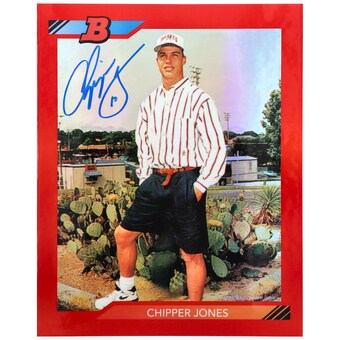 Chipper Jones Atlanta Braves Autographed 2016 Bowman Chrome Red Jumbo 1992 Reprint Card - Limited Edition of 5